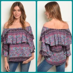 Vibrant Bare Shoulder Top